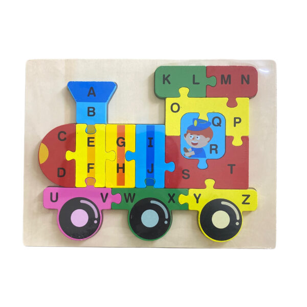 ALPHABETS LEARNING ENGINE SHAPED WOODEN BOARD