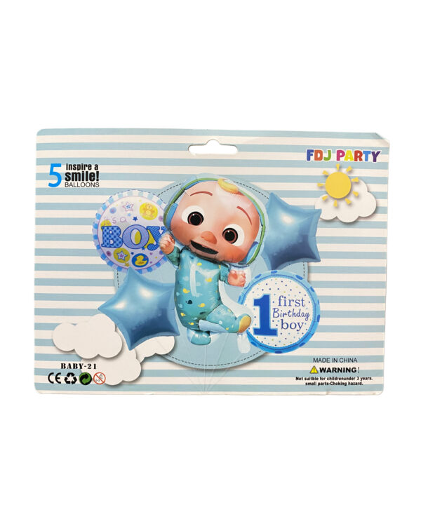 1st B’DAY BOY - COCOMELON FOIL BALLOON SET - Image 2