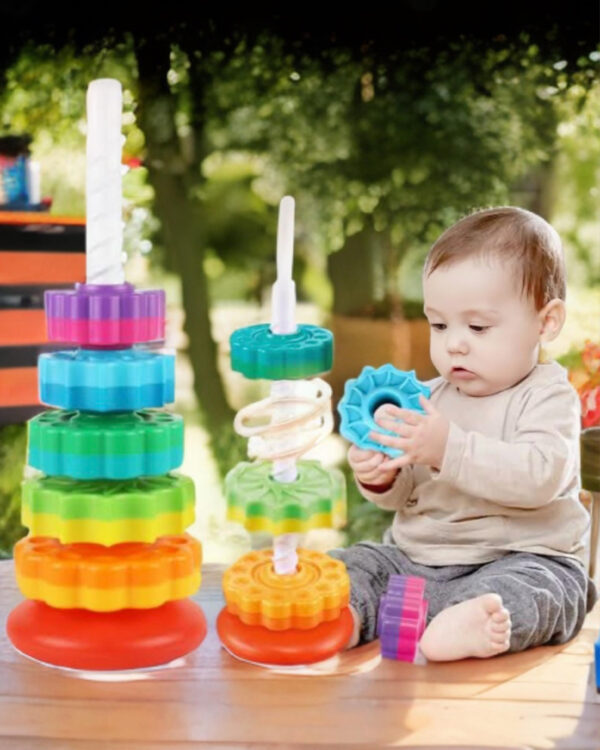 SPINNING STACKING RAINBOW TOWER - 5 STAGE