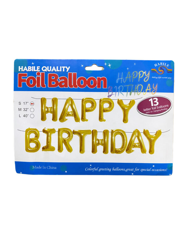 HAPPY BIRTHDAY FOIL BALLOON - Golden - Image 2