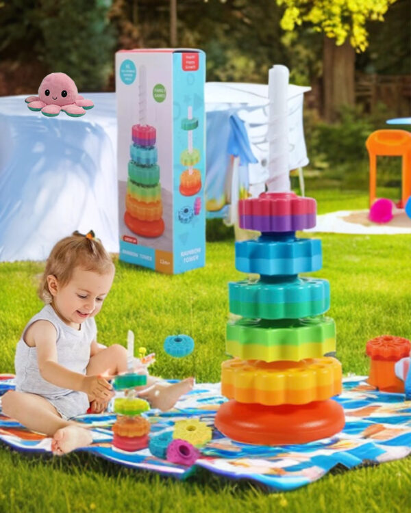 SPINNING STACKING RAINBOW TOWER - 5 STAGE - Image 3