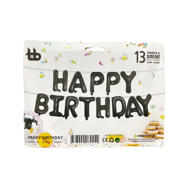 HAPPY BIRTHDAY FOIL BALLOON - BLACK - Image 2