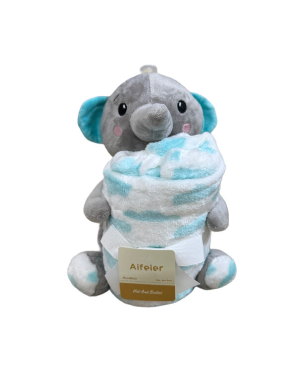 PLUSH BLANKET GIFT WITH STUFFED TOY - BABY ELEPHANT