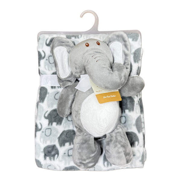 PLUSH BLANKET WITH STUFFED TOY - GREY ELEPHANT