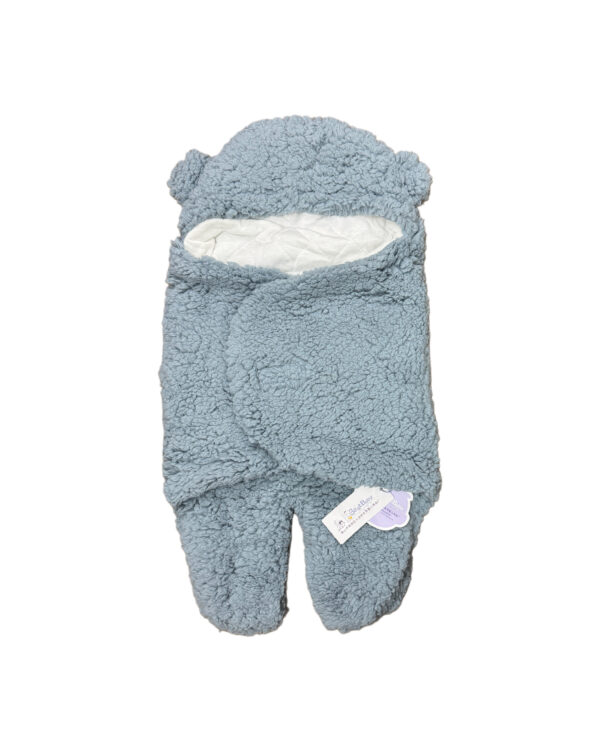 BABY WINTER HOODED FUR SWADDLE - ZINC - Image 3