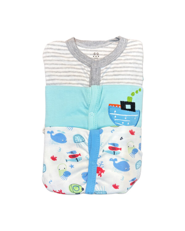 CARTE BABY SLEEP SUIT ROMPERS - SET OF 3 (6-9M BOYS)