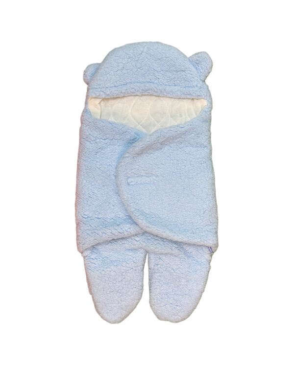 BABY WINTER HOODED FUR SWADDLE - BLUE