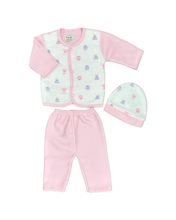 3 PIECE FLEECE SET -  PINK (0-3M)