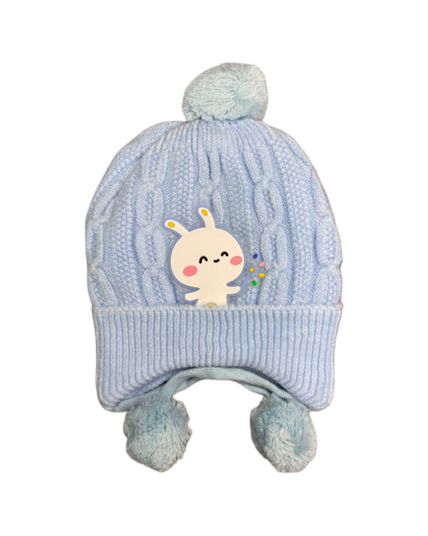 WOOLEN POM POM CAP - SKY BLUE