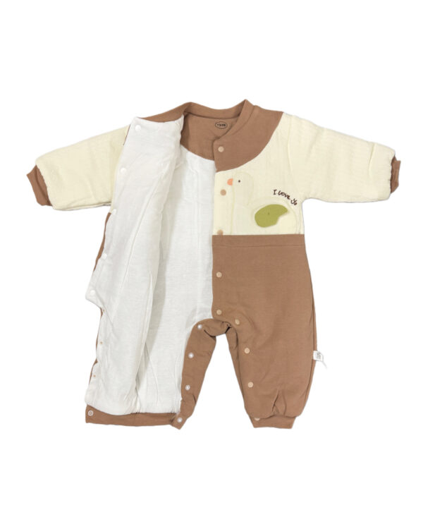 MULTI LAYERED QUILTED ROMPER - BROWN & WHITE - Image 4