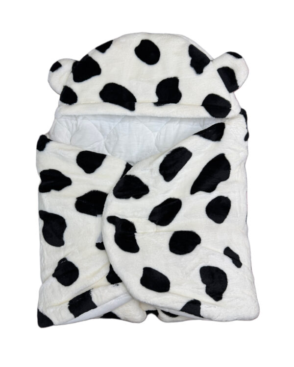 BABY WINTER HOODED SWADDLE - BLACK DOTS - Image 2