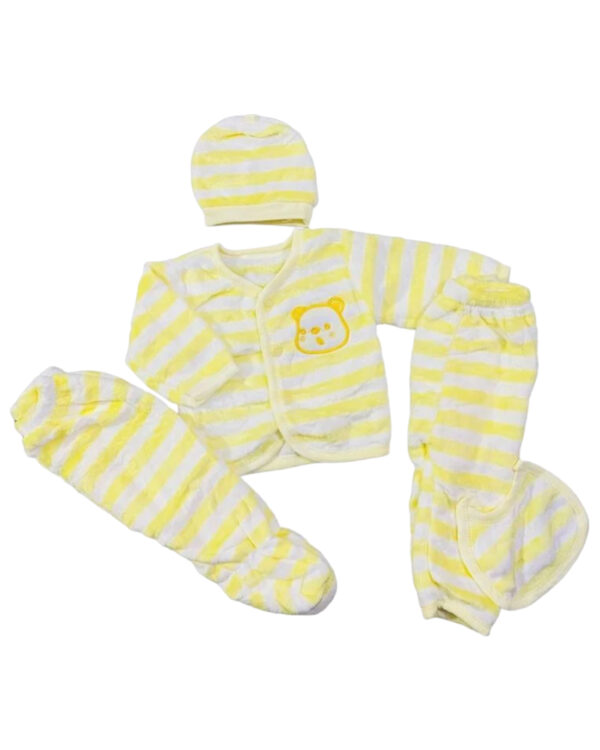 5 PIECE FUR SET - YELLOW & WHITE (0-3 MONTHS)