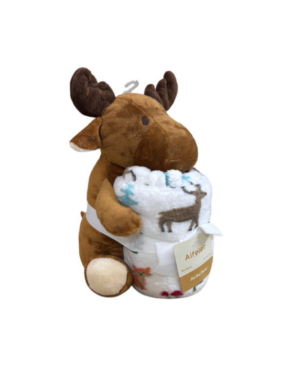 PLUSH BLANKET GIFT WITH STUFFED TOY - REINDEER - Image 2