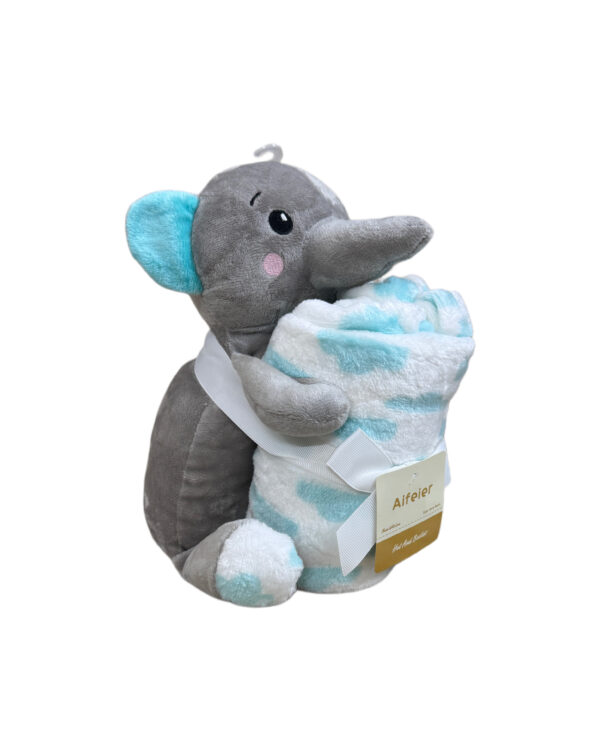 PLUSH BLANKET GIFT WITH STUFFED TOY - BABY ELEPHANT - Image 2