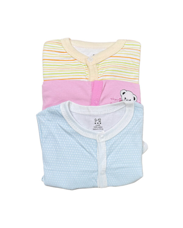 CARTE BABY SLEEP SUIT ROMPERS - SET OF 3 (9-12M GIRLS)