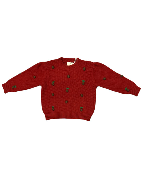 WOOLEN SWEATER WITH SOFT BEEDS - RED