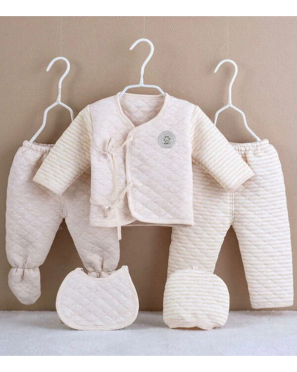 5 PIECE QUILTED NEWBORN SET - OFF WHITE