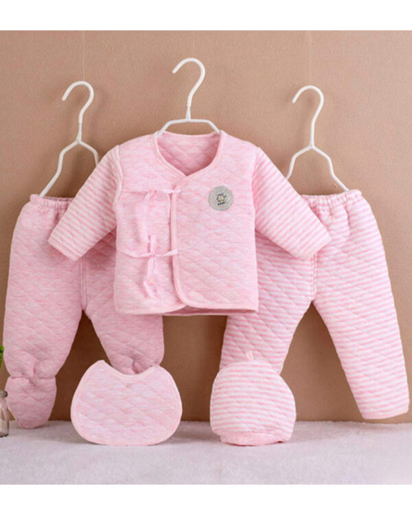 5 PIECE QUILTED NEWBORN SET - PINK