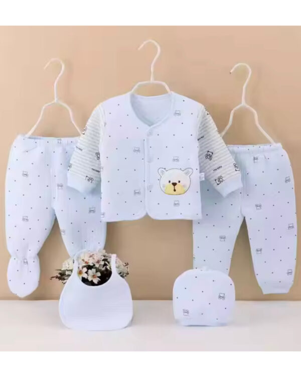 5 PIECE QUILTED NEWBORN SET - BLUE