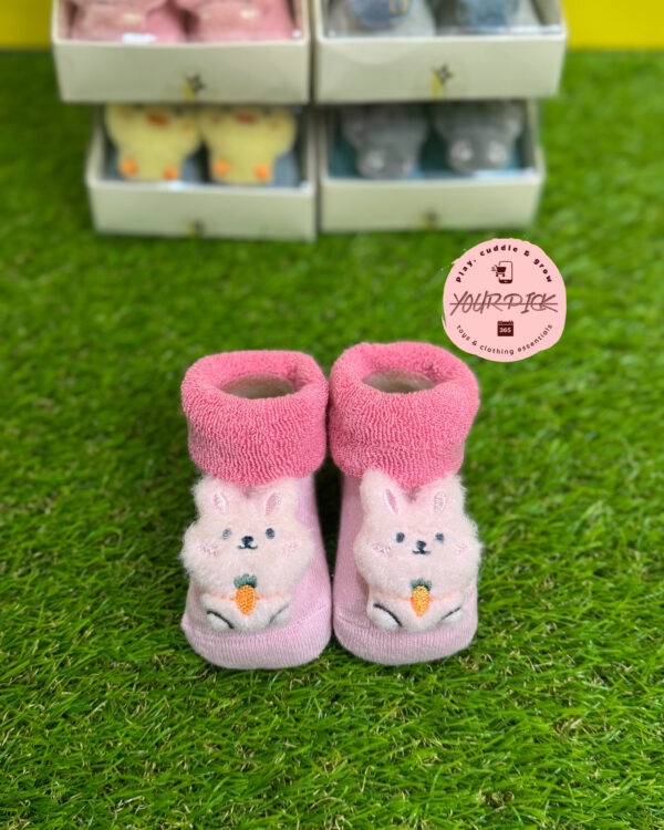 WINTER BOOTIES NON SLIP - PINK BUNNY