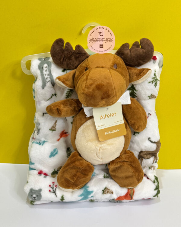 PLUSH BLANKET WITH STUFFED TOY - REINDEER