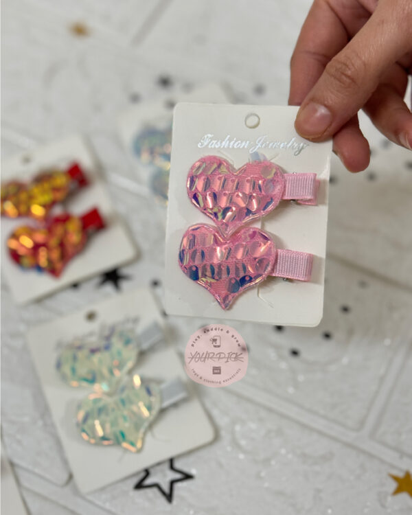 GLITTERY HEART PINS - PAIR OF 2 - Image 2